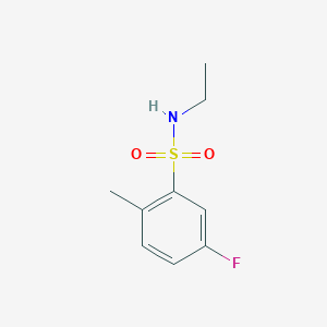 molecular formula C9H12FNO2S B13277615 N-Ethyl-5-fluoro-2-methylbenzene-1-sulfonamide 