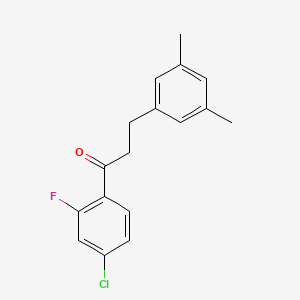 molecular formula C17H16ClFO B1327762 4'-氯-3-(3,5-二甲基苯基)-2'-氟丙基苯酮 CAS No. 898780-96-6