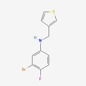 molecular formula C11H9BrFNS B13277623 3-Bromo-4-fluoro-N-(thiophen-3-ylmethyl)aniline 