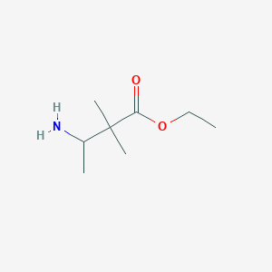 molecular formula C8H17NO2 B13277707 Ethyl 3-amino-2,2-dimethylbutanoate 