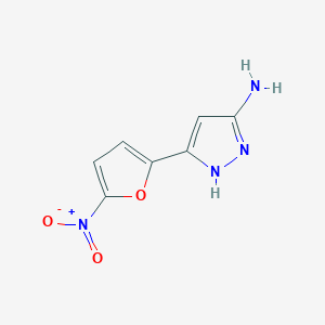 molecular formula C7H6N4O3 B13277718 3-(5-Nitrofuran-2-YL)-1H-pyrazol-5-amine 