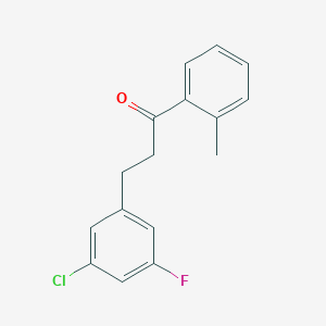 molecular formula C16H14ClFO B1327773 3-(3-氯-5-氟苯基)-2'-甲基丙酮 CAS No. 898750-04-4