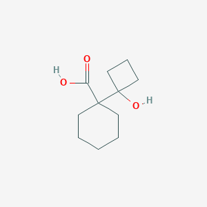 molecular formula C11H18O3 B13277747 1-(1-Hydroxycyclobutyl)cyclohexane-1-carboxylic acid 