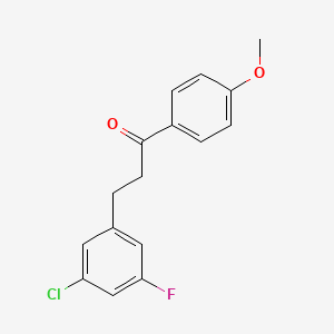 molecular formula C16H14ClFO2 B1327778 3-(3-氯-5-氟苯基)-4'-甲氧基丙基苯酮 CAS No. 898750-19-1