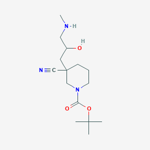 tert-Butyl 3-cyano-3-[2-hydroxy-3-(methylamino)propyl]piperidine-1-carboxylate