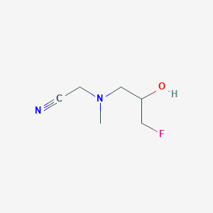 molecular formula C6H11FN2O B13277791 2-[(3-Fluoro-2-hydroxypropyl)(methyl)amino]acetonitrile 