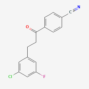 molecular formula C16H11ClFNO B1327781 3-(3-氯-5-氟苯基)-4'-氰基丙基苯酮 CAS No. 898750-28-2