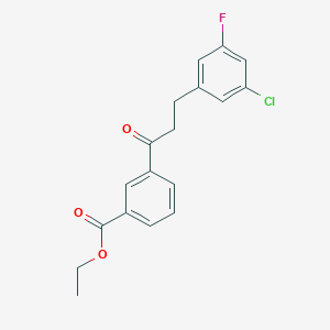 B1327783 3'-Carboethoxy-3-(3-chloro-5-fluorophenyl)propiophenone CAS No. 898750-34-0