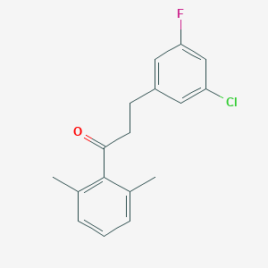 molecular formula C17H16ClFO B1327793 3-(3-氯-5-氟苯基)-2',6'-二甲基丙基苯酮 CAS No. 898750-73-7