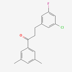 B1327795 3-(3-Chloro-5-fluorophenyl)-3',5'-dimethylpropiophenone CAS No. 898750-79-3