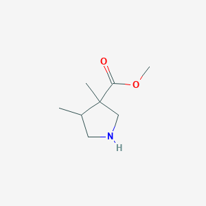 molecular formula C8H15NO2 B13278268 Methyl 3,4-dimethylpyrrolidine-3-carboxylate 