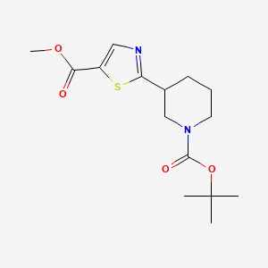 molecular formula C15H22N2O4S B13278317 Methyl 2-(1-(tert-butoxycarbonyl)piperidin-3-YL)thiazole-5-carboxylate 