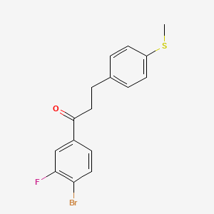 molecular formula C16H14BrFOS B1327904 4'-溴-3'-氟-3-(4-硫代甲苯基)丙基苯酮 CAS No. 898781-39-0