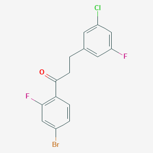 molecular formula C15H10BrClF2O B1327905 4'-溴-3-(3-氯-5-氟苯基)-2'-氟丙基苯甲酮 CAS No. 898751-08-1