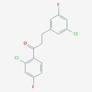 molecular formula C15H10Cl2F2O B1327906 2'-Chloro-3-(3-chloro-5-fluorophenyl)-4'-fluoropropiophenone CAS No. 898751-12-7
