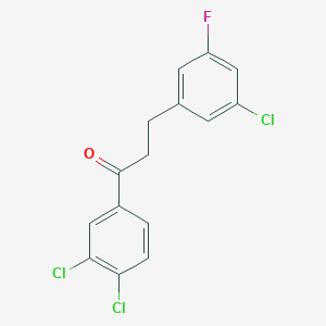 molecular formula C15H10Cl3FO B1327910 3-(3-Chloro-5-fluorophenyl)-3',4'-dichloropropiophenone CAS No. 898751-36-5