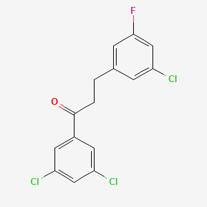 molecular formula C15H10Cl3FO B1327911 3-(3-Chloro-5-fluorophenyl)-3',5'-dichloropropiophenone CAS No. 898751-40-1