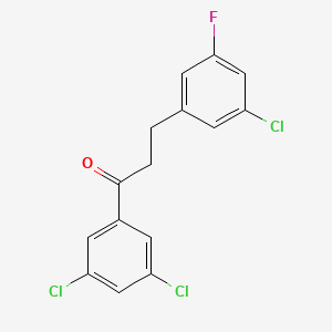 molecular formula C15H10Cl3FO B1327911 3-(3-氯-5-氟苯基)-3',5'-二氯丙酮 CAS No. 898751-40-1