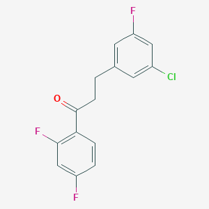 molecular formula C15H10ClF3O B1327912 3-(3-氯-5-氟苯基)-2',4'-二氟丙酰苯 CAS No. 898751-44-5