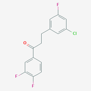 molecular formula C15H10ClF3O B1327913 3-(3-Chloro-5-fluorophenyl)-3',4'-difluoropropiophenone CAS No. 898751-48-9