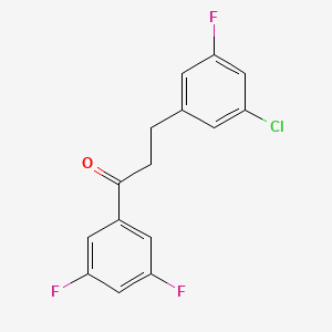 molecular formula C15H10ClF3O B1327914 3-(3-氯-5-氟苯基)-3',5'-二氟丙酮 CAS No. 898751-52-5