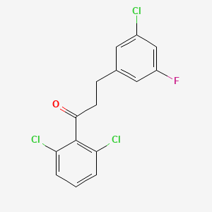 molecular formula C15H10Cl3FO B1327915 3-(3-氯-5-氟苯基)-2',6'-二氯丙酮 CAS No. 898751-60-5