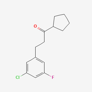 molecular formula C14H16ClFO B1327917 2-(3-氯-5-氟苯基)乙基环戊基酮 CAS No. 898751-70-7