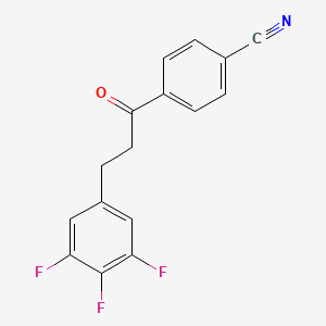 molecular formula C16H10F3NO B1327927 4'-氰基-3-(3,4,5-三氟苯基)丙基苯酮 CAS No. 898777-74-7