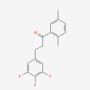 molecular formula C17H15F3O B1327936 2',5'-二甲基-3-(3,4,5-三氟苯基)丙酮 CAS No. 898778-03-5
