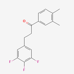 molecular formula C17H15F3O B1327938 1-(3,4-Dimethylphenyl)-3-(3,4,5-trifluorophenyl)propan-1-one CAS No. 898778-09-1