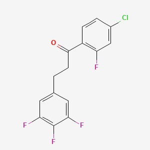 molecular formula C15H9ClF4O B1327948 4'-Chloro-2'-fluoro-3-(3,4,5-trifluorophenyl)propiophenone CAS No. 898778-48-8