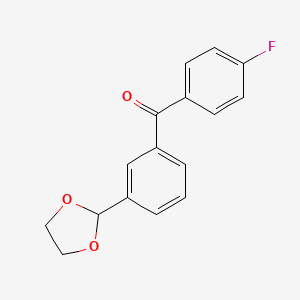 molecular formula C16H13FO3 B1327966 3-(1,3-二氧杂环-2-基)-4'-氟苯甲酮 CAS No. 898779-27-6