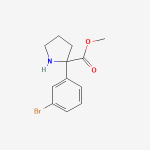 molecular formula C12H14BrNO2 B13279665 Methyl 2-(3-bromophenyl)pyrrolidine-2-carboxylate 