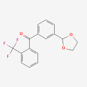 molecular formula C17H13F3O3 B1327972 3'-(1,3-Dioxolan-2-YL)-2-trifluoromethylbenzophenone CAS No. 898759-31-4