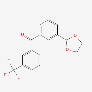 molecular formula C17H13F3O3 B1327973 3-(1,3-Dioxolan-2-YL)-3'-trifluoromethylbenzophenone CAS No. 514802-37-0