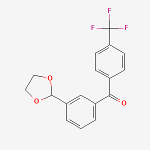 molecular formula C17H13F3O3 B1327974 3-(1,3-Dioxolan-2-YL)-4'-trifluoromethylbenzophenone CAS No. 898759-34-7