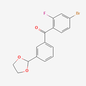 molecular formula C16H12BrFO3 B1327975 4-Bromo-3'-(1,3-dioxolan-2-YL)-2-fluorobenzophenone CAS No. 898759-37-0