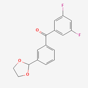 molecular formula C16H12F2O3 B1327980 3,5-二氟-3'-(1,3-二氧戊环-2-基)苯甲酮 CAS No. 898759-68-7