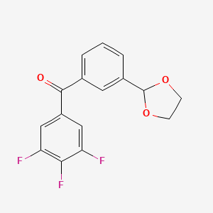 molecular formula C16H11F3O3 B1327981 3-(1,3-Dioxolan-2-YL)-3',4',5'-trifluorobenzophenone CAS No. 898759-70-1