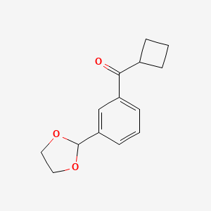 molecular formula C14H16O3 B1327983 Cyclobutyl 3-(1,3-dioxolan-2-YL)phenyl ketone CAS No. 898759-74-5