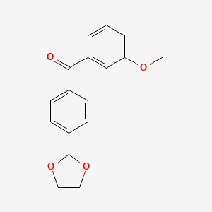 molecular formula C17H16O4 B1327985 4'-(1,3-Dioxolan-2-YL)-3-methoxybenzophenone CAS No. 898759-88-1