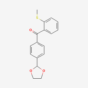 molecular formula C17H16O3S B1327987 [4-(1,3-二氧戊环-2-基)苯基][2-(甲硫基)苯基]甲酮 CAS No. 898760-02-6