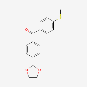 molecular formula C17H16O3S B1327988 [4-(1,3-Dioxolan-2-yl)phenyl][4-(methylsulfanyl)phenyl]methanone CAS No. 898760-04-8