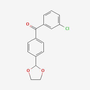 molecular formula C16H13ClO3 B1327989 3-Chloro-4'-(1,3-dioxolan-2-YL)benzophenone CAS No. 898760-10-6