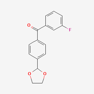 molecular formula C16H13FO3 B1327990 4'-(1,3-Dioxolan-2-YL)-3-fluorobenzofenona CAS No. 898760-12-8