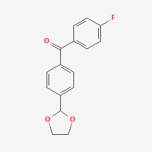 molecular formula C16H13FO3 B1327991 4-(1,3-Dioxolan-2-YL)-4'-fluorobenzophenone CAS No. 898760-14-0
