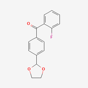 molecular formula C16H13FO3 B1327996 4'-(1,3-Dioxolan-2-YL)-2-fluorobenzophenone CAS No. 898760-46-8