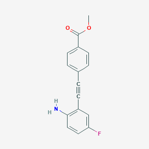 molecular formula C16H12FNO2 B13280170 Methyl 4-[2-(2-amino-5-fluorophenyl)ethynyl]benzoate 