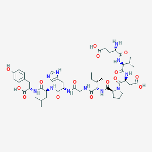 B132805 (4S)-4-Amino-5-[[(2S)-1-[[(2S)-3-carboxy-1-[(2S)-2-[[(2S,3S)-1-[[2-[[(2S)-1-[[(2S)-1-[[(1S)-1-carboxy-2-(4-hydroxyphenyl)ethyl]amino]-4-methyl-1-oxopentan-2-yl]amino]-3-(1H-imidazol-5-yl)-1-oxopropan-2-yl]amino]-2-oxoethyl]amino]-3-methyl-1-oxopentan-2-yl]carbamoyl]pyrrolidin-1-yl]-1-oxopropan-2-yl]amino]-3-methyl-1-oxobutan-2-yl]amino]-5-oxopentanoic acid CAS No. 154652-68-3