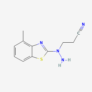 molecular formula C11H12N4S B1328059 3-[1-(4-Methyl-1,3-benzothiazol-2-yl)hydrazino]-propanenitrile CAS No. 1033463-26-1